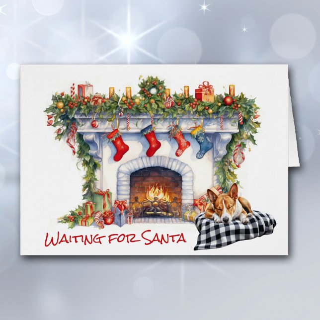 Basenji Dog Wait for Santa Christmas Fireplace (Creator Uploaded)