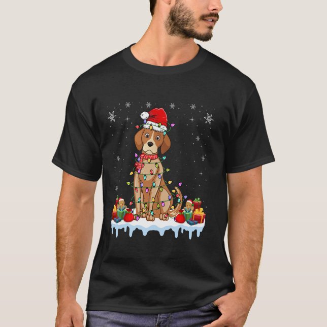 Basenji Dog Wearing Santa Hat Basenji Dog Lover Ch T-Shirt (Front)
