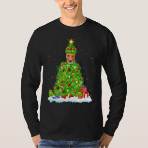 Basenji Dog Xmas Lighting Tree Funny Basenji Chris T-Shirt