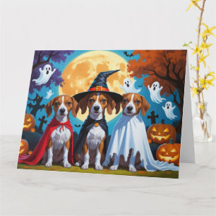 Basenji Dogs Pumpkin Halloween Funny Card