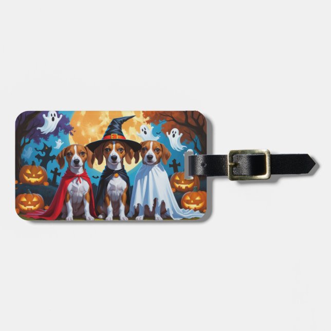 Basenji Dogs Pumpkin Halloween Funny Luggage Tag (Front Horizontal)