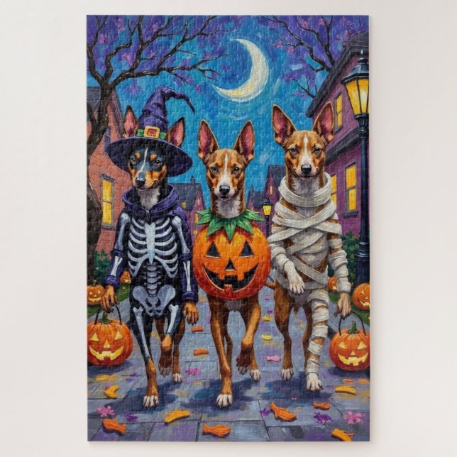 Basenji Dogs Trick-or-Treating Halloween Costumes Jigsaw Puzzle (Vertical)