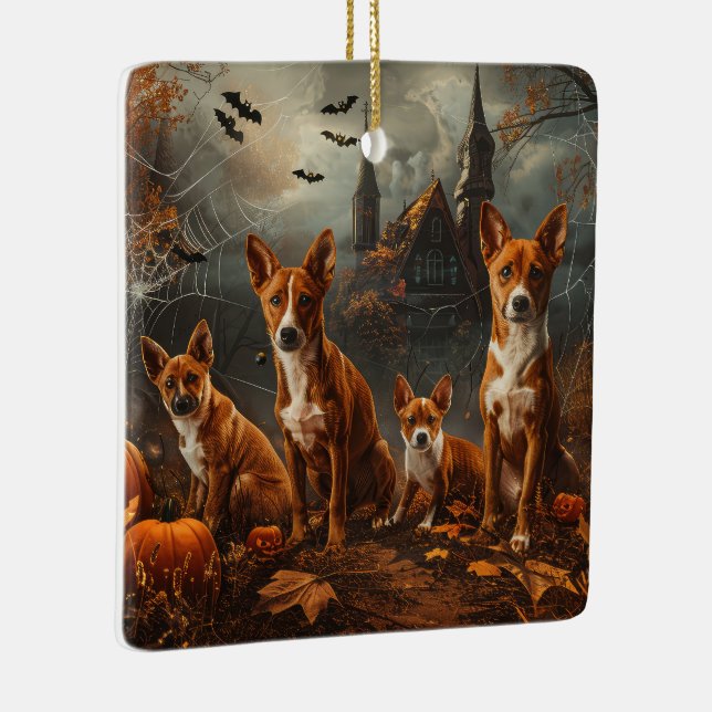 Basenji Halloween Night Doggy Delight  Ceramic Ornament (Right)