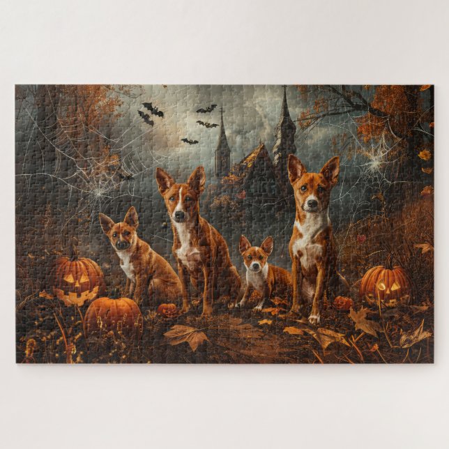 Basenji Halloween Night Doggy Delight  Jigsaw Puzzle (Horizontal)