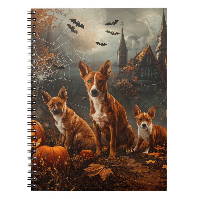 Basenji Halloween Night Doggy Delight  Notebook (Front)