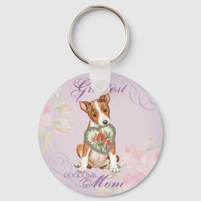 Basenji Heart Mum Key Ring (Front)