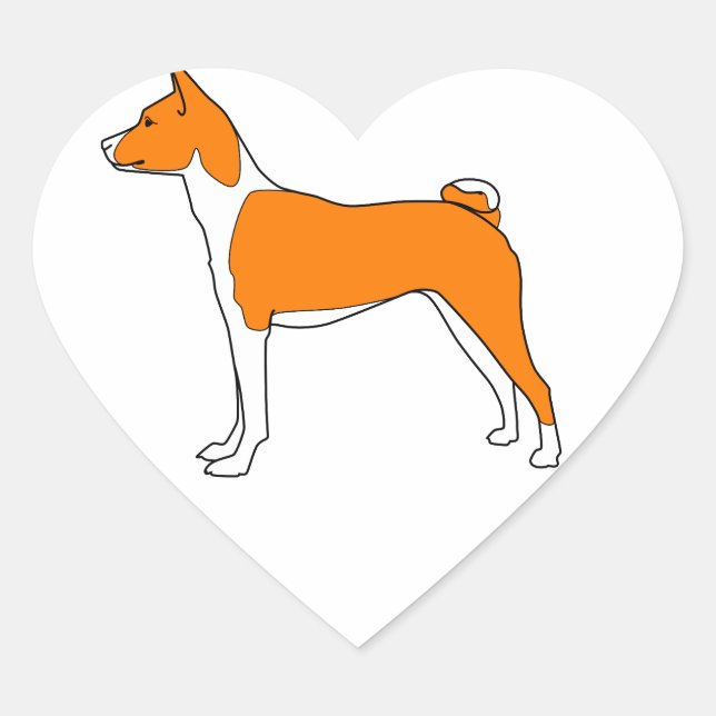 basenji heart sticker (Front)