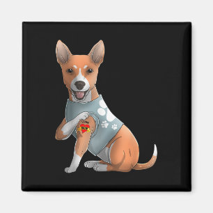Basenji I Love Mum Tattoo Dog Shirt Funny Mothers  Magnet