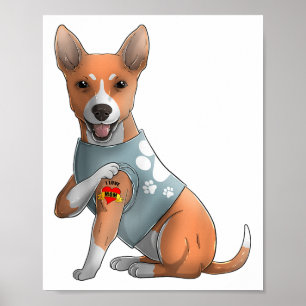 Basenji I Love Mum Tattoo Dog Shirt Funny Mothers Poster