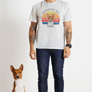 Basenji I'd Rather Be With Personalised Name  T-Shirt