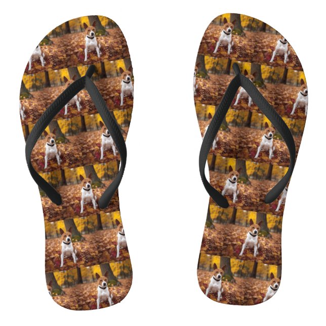 Basenji in Autumn Leaves Fall Inspire  Jandals (Footbed)