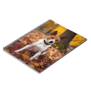 Basenji in Autumn Leaves Fall Inspire  Notebook