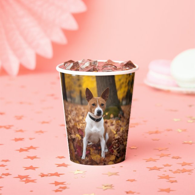 Basenji in Autumn Leaves Fall Inspire  Paper Cups (Insitu)