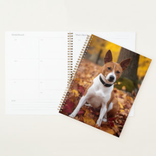 Basenji in Autumn Leaves Fall Inspire  Planner