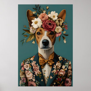 Basenji In Suit Poster, Basenji Portrait, Basenji Poster