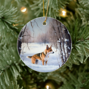 Basenji Let It Snow Christmas  Ceramic Tree Decoration