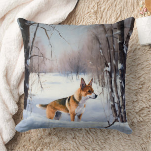 Basenji Let It Snow Christmas Cushion