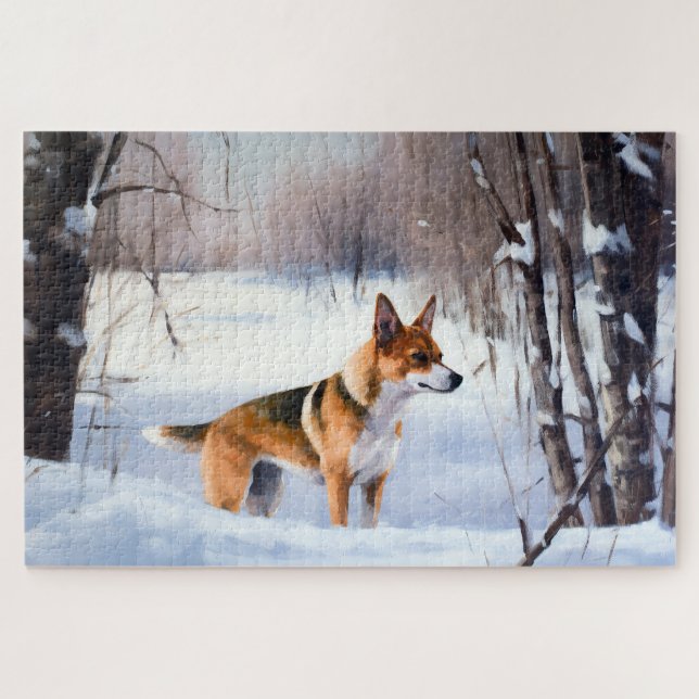 Basenji Let It Snow Christmas  Jigsaw Puzzle (Horizontal)