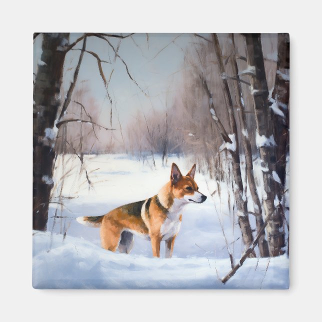 Basenji Let It Snow Christmas  Magnet (Front)