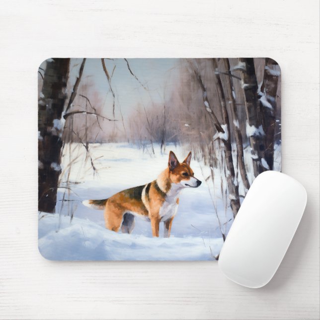 Basenji Let It Snow Christmas  Mouse Pad (With Mouse)