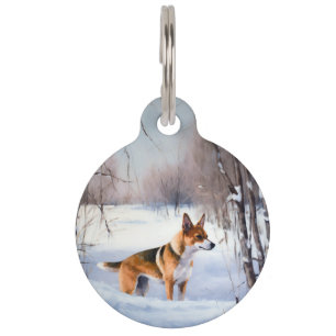 Basenji Let It Snow Christmas Pet Tag
