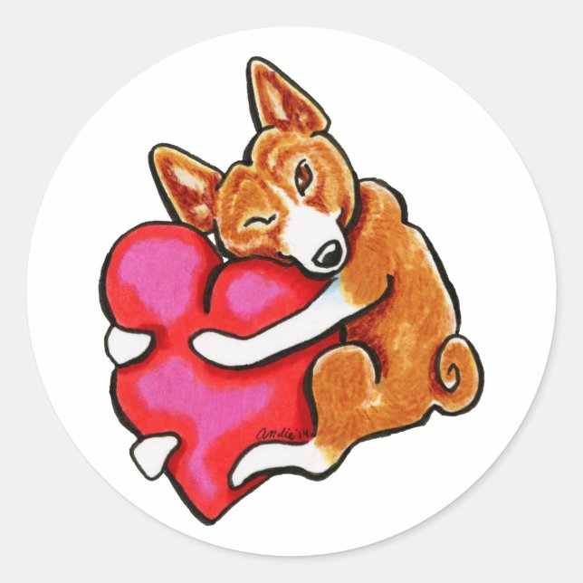 Basenji Love Classic Round Sticker (Front)
