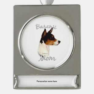 Basenji Mum 2 Silver Plated Banner Ornament