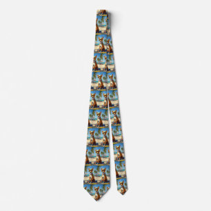 Basenji  on Beach, summer gift for dog lovers  Tie