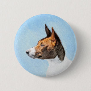 Basenji Painting - Cute Original Art 6 Cm Round Badge
