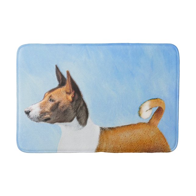 Basenji Painting - Cute Original Art Bath Mat (Front)