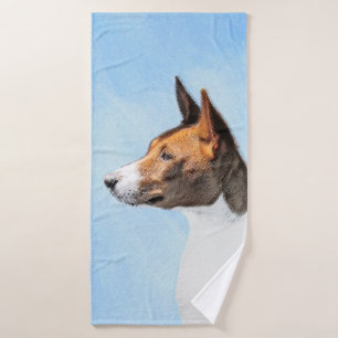Basenji Painting - Cute Original Art Bath Towel Set