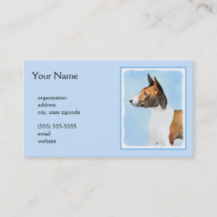 Basenji Painting - Cute Original Art Business Card