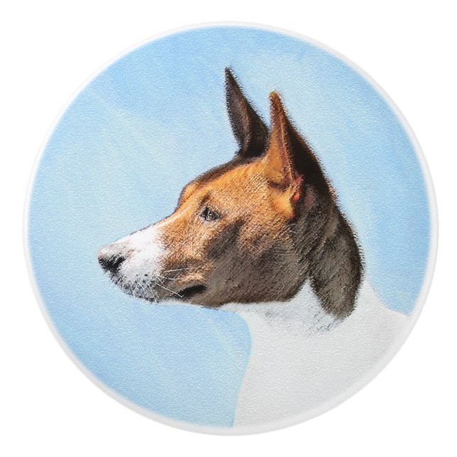 Basenji Painting - Cute Original Art Ceramic Knob (Front)
