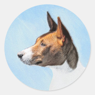 Basenji Painting - Cute Original Art Classic Round Sticker