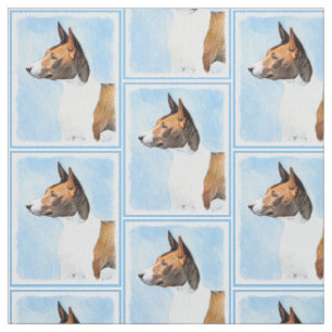 Basenji Painting - Cute Original Art Fabric