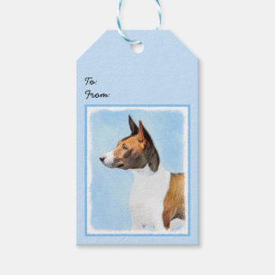 Basenji Painting - Cute Original Art Gift Tags