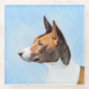 Basenji Painting - Cute Original Art Glass Coaster