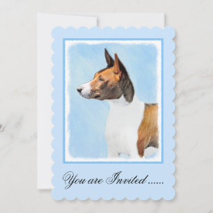 Basenji Painting - Cute Original Art Invitation