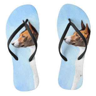 Basenji Painting - Cute Original Art Jandals