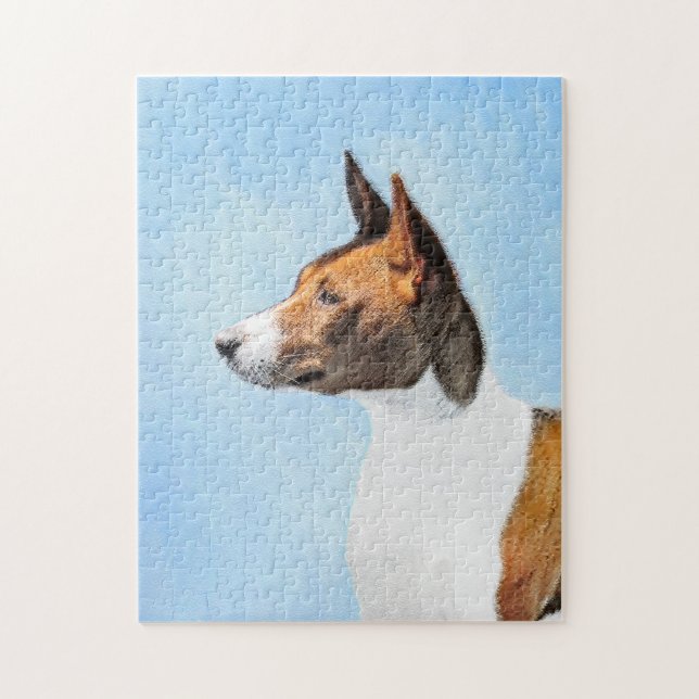 Basenji Painting - Cute Original Art Jigsaw Puzzle (Vertical)