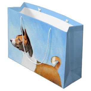 Basenji Painting - Cute Original Art Large Gift Bag