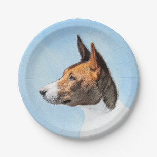 Basenji Painting - Cute Original Art Paper Plate