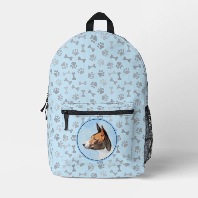 Basenji Painting - Cute Original Art Printed Backpack (Front)