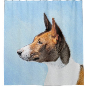 Basenji Painting - Cute Original Art Shower Curtain