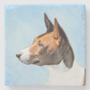 Basenji Painting - Cute Original Art Stone Coaster