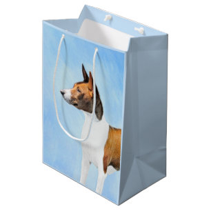 Basenji Painting - Cute Original Dog Art Medium Gift Bag