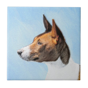 Basenji Painting - Cute Original Dog Art Tile