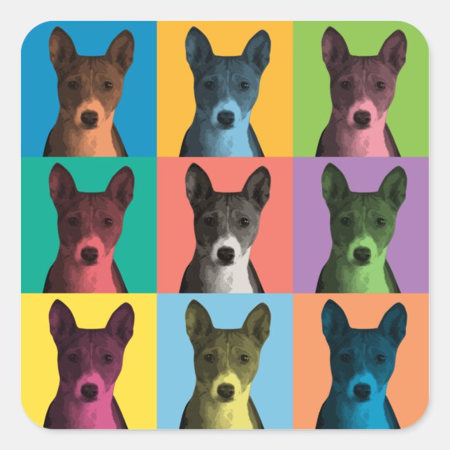Basenji Pop-Art Stickers (Front)