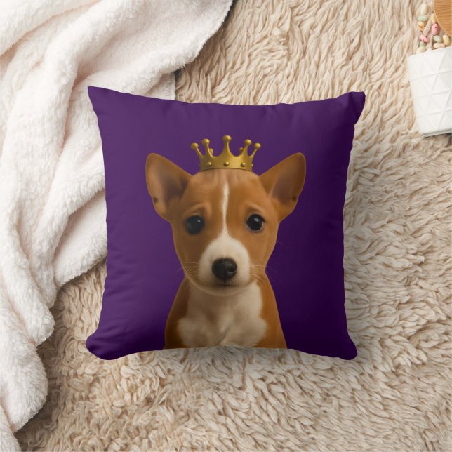 Basenji Puppy in Gold Crown Cute Cushion (Blanket)