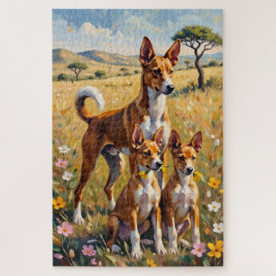 Basenji Savanna Bloom Art Jigsaw Puzzle